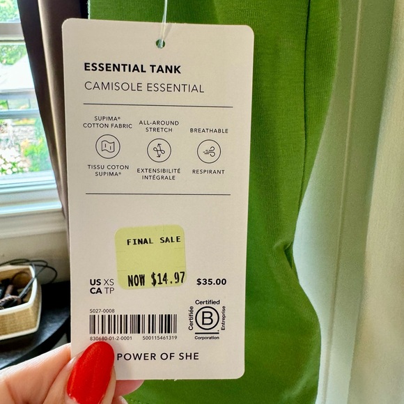 Athletes Sleeveless Green Top Size XS NWT - Picture 3 of 4